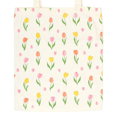 Tulip Reusable Tote Bag | Floral Cotton Blend Shopping Bag | Spring Gift & Everyday Carry