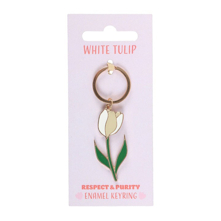 White Tulip Keyring | Floral Keychain Accessory | Cute Spring Gift | Mother’s Day Present