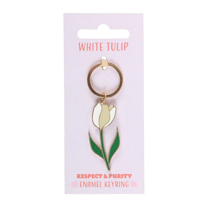 White Tulip Keyring | Floral Keychain Accessory | Cute Spring Gift | Mother’s Day Present