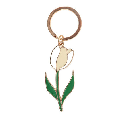 White Tulip Keyring | Floral Keychain Accessory | Cute Spring Gift | Mother’s Day Present