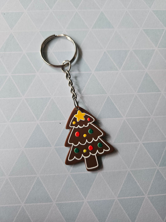 Christmas Cookie Keyring | Resin Pendant Keychain | Cute Holiday Bag or Key Accessory | Handmade Festive Gift