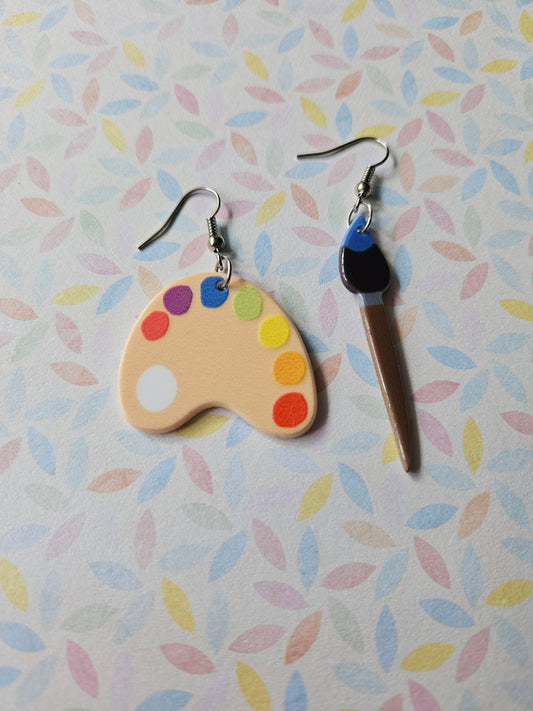 * Asymmetrical Paint Palette Earrings *