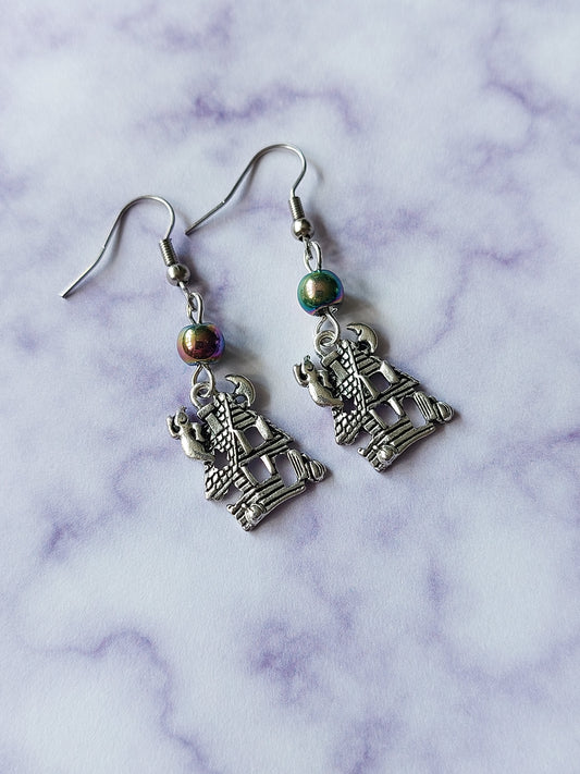 Beaded Haunted House Earrings