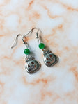 beaded pumpkin earrings - green