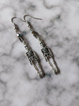 beaded skeleton earrings - silver/grey