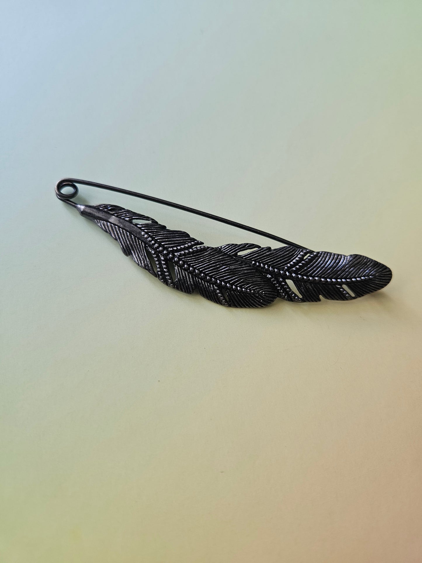 Black Feather Brooch Pin