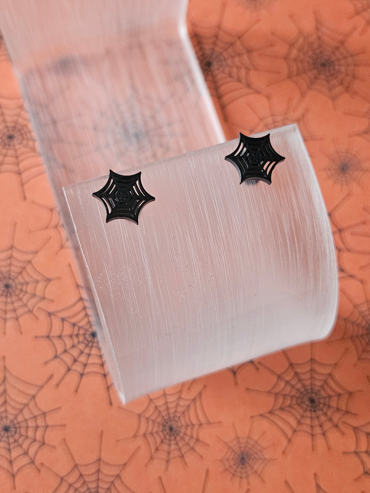 Spiderweb Stud Earrings | Black Gothic Earrings | Halloween Jewellery | 10mm Studs