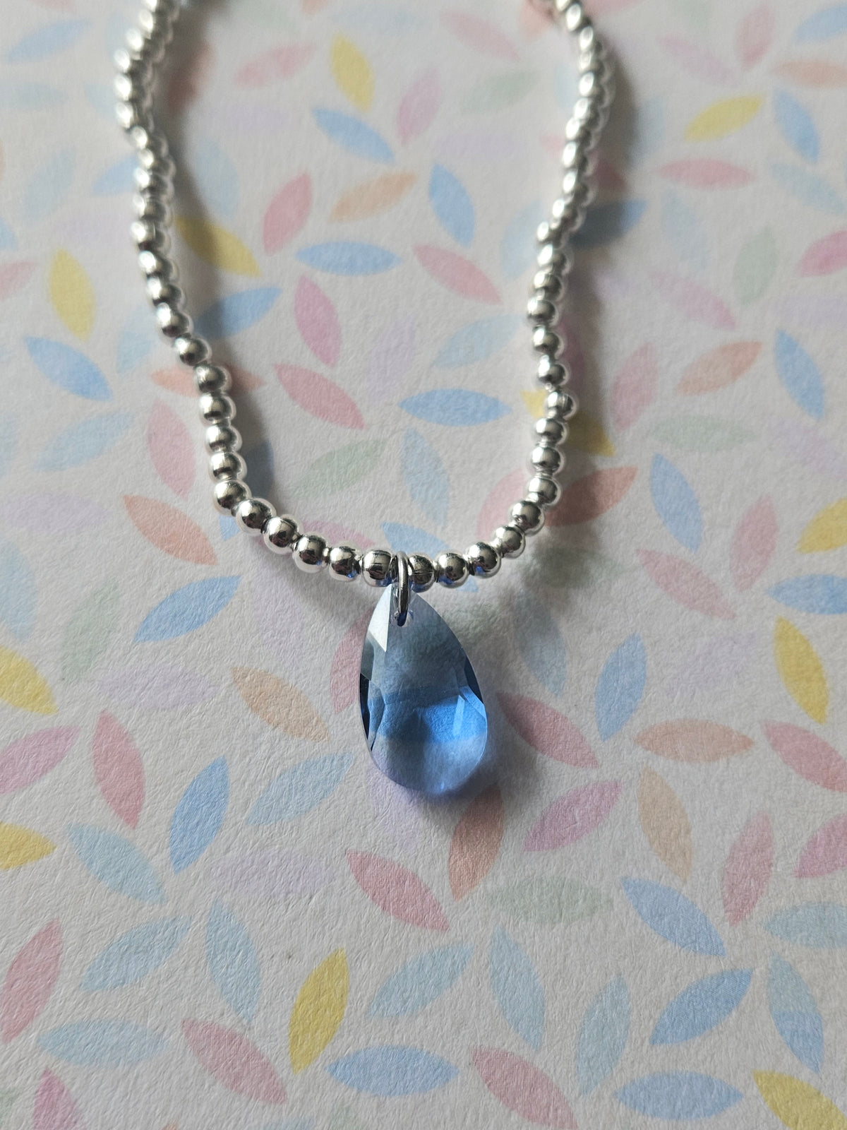 Glass Drop Bracelet | Beaded Faceted Glass Charm Bracelet | Colourful Stretch Bracelet | Silver Tone Beaded Jewellery | Various Colours