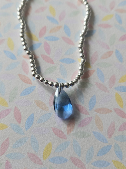 Glass Drop Bracelet | Beaded Faceted Glass Charm Bracelet | Colourful Stretch Bracelet | Silver Tone Beaded Jewellery | Various Colours