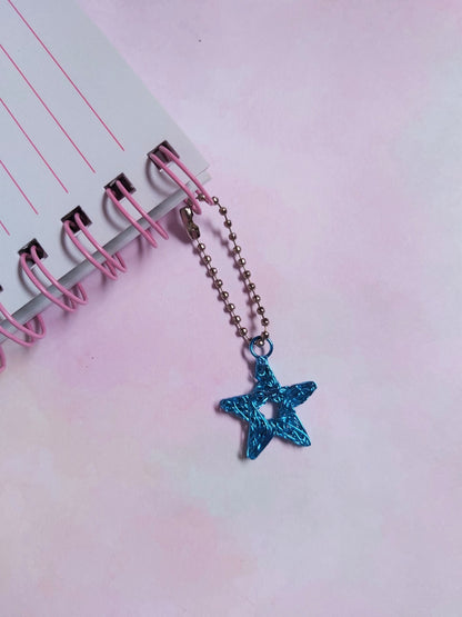 wire star planner charm - blue 