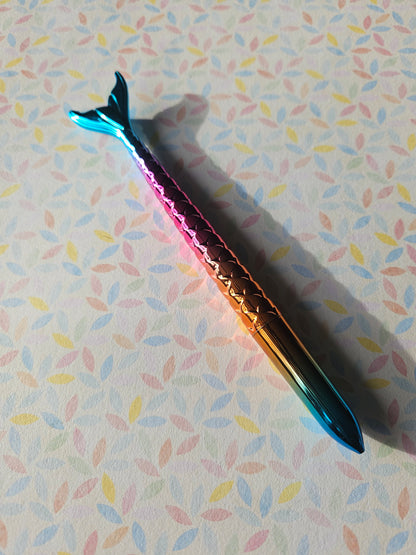 metallic mermaid fin pen - blue 