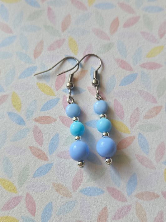 Pastel Beaded Drop Earrings | Acrylic Bead Earrings | Silver Tone Hooks | Cute Dangle Earrings 30mm