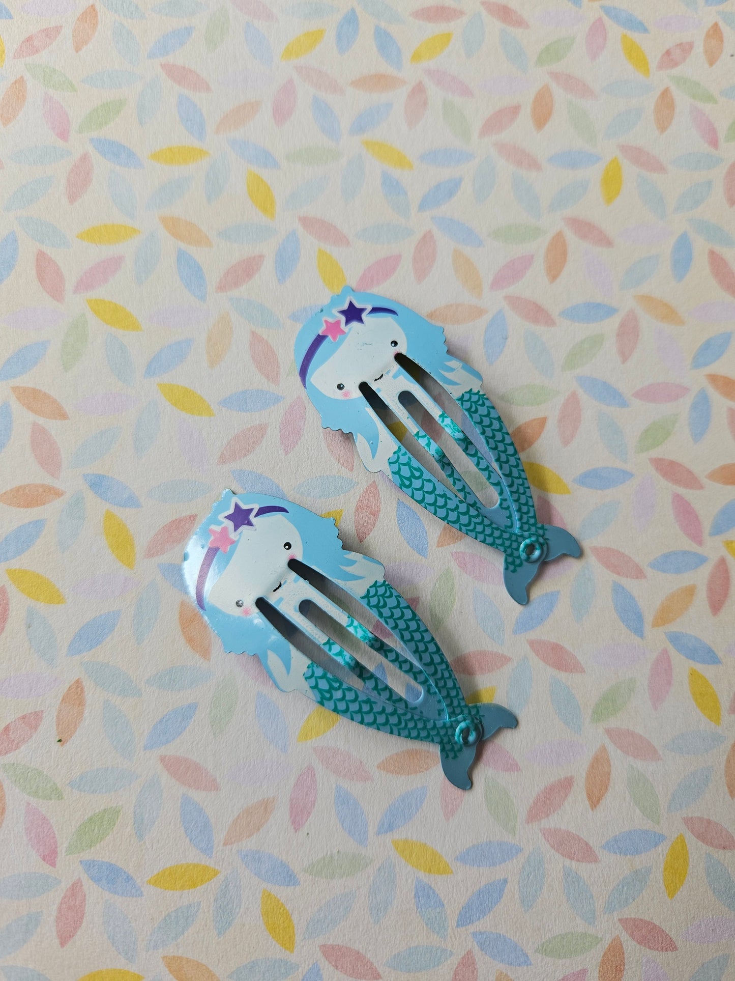 mermaid hair clips - blue 