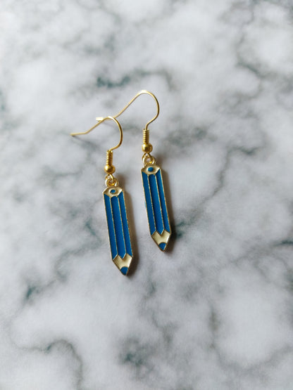 pencil earrings - blue 