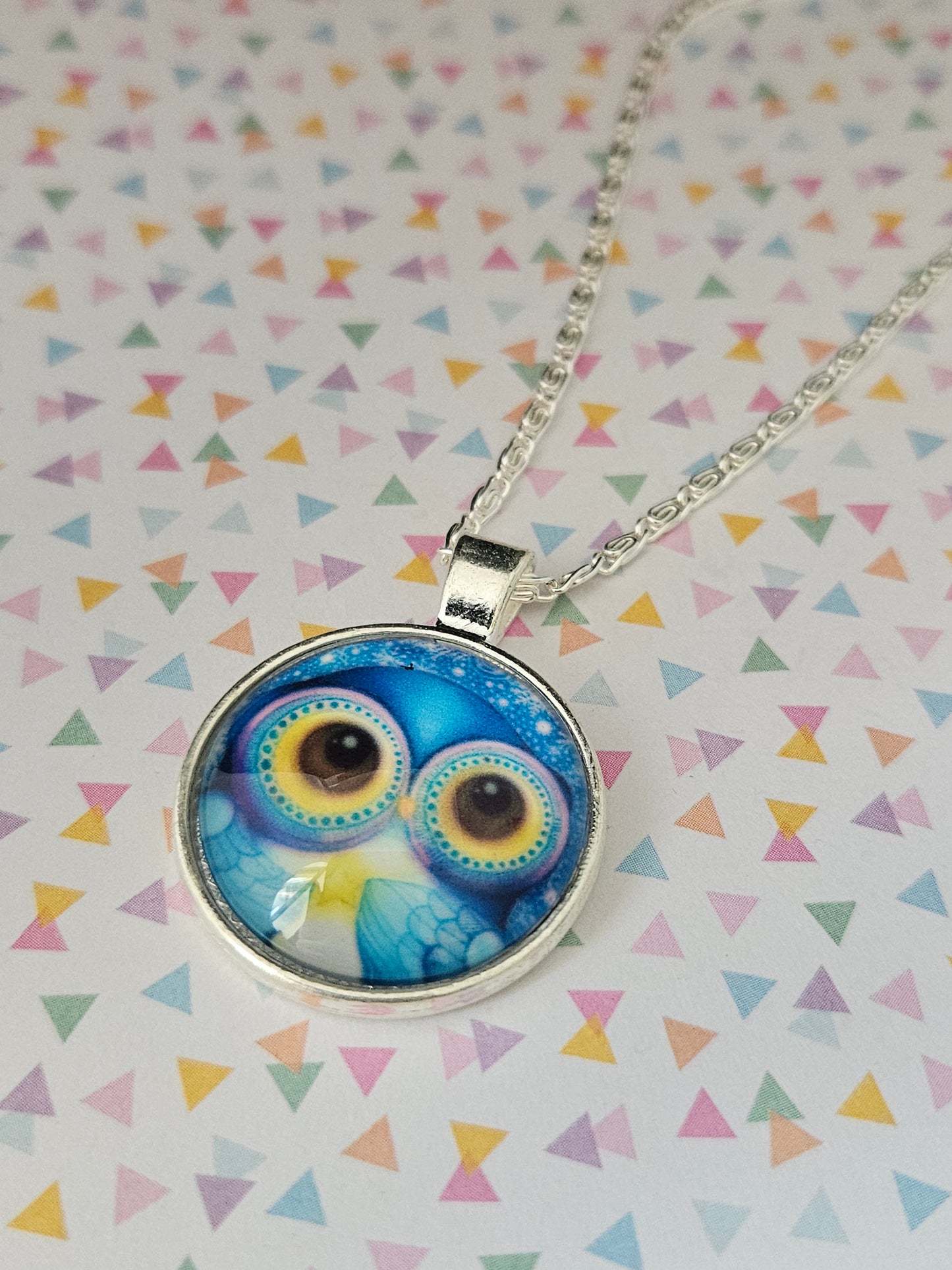 blue owl dome necklace