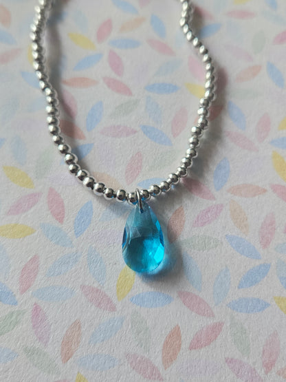 Glass Drop Bracelet | Beaded Faceted Glass Charm Bracelet | Colourful Stretch Bracelet | Silver Tone Beaded Jewellery | Various Colours
