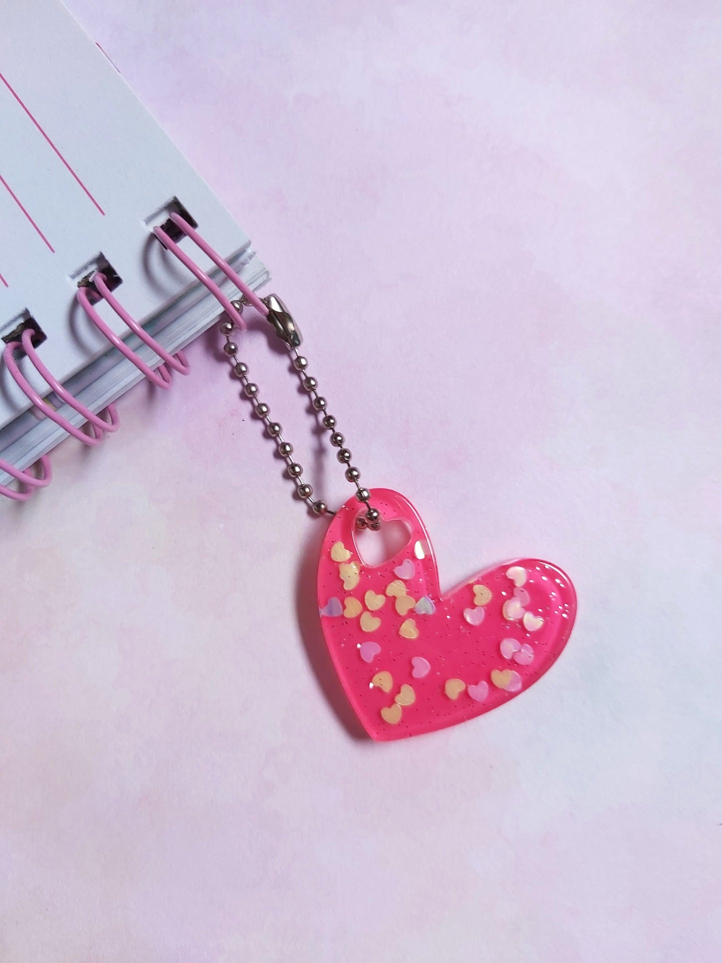 Glitter Heart Planner Charm - Bright Pink