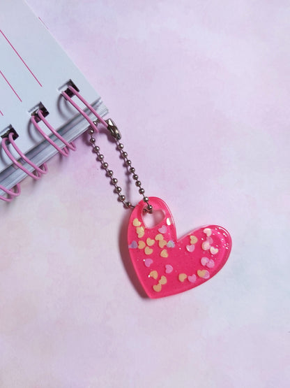 Glitter Heart Planner Charm - Bright Pink