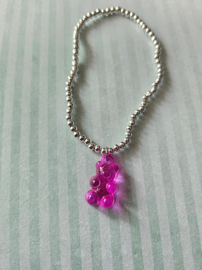 Gummy Bear Bracelet | Beaded Acrylic Bear Charm Bracelet | Colourful Stretch Bracelet | Cute Alternative Jewellery | Various Colours