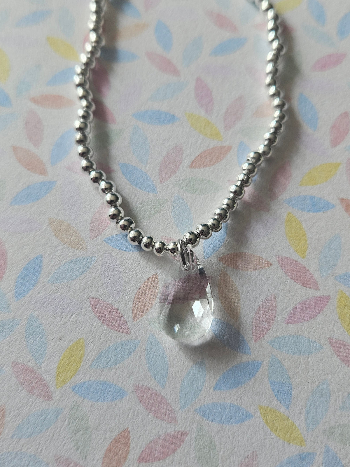 Glass Drop Bracelet | Beaded Faceted Glass Charm Bracelet | Colourful Stretch Bracelet | Silver Tone Beaded Jewellery | Various Colours
