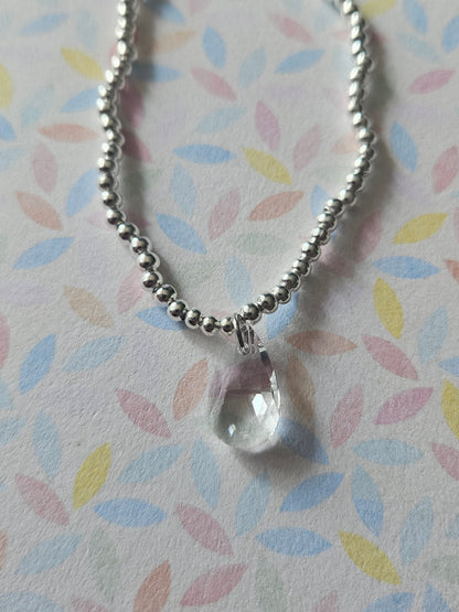 Glass Drop Bracelet | Beaded Faceted Glass Charm Bracelet | Colourful Stretch Bracelet | Silver Tone Beaded Jewellery | Various Colours