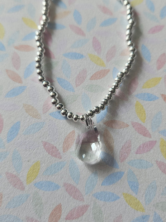 Glass Drop Bracelet | Beaded Faceted Glass Charm Bracelet | Colourful Stretch Bracelet | Silver Tone Beaded Jewellery | Various Colours