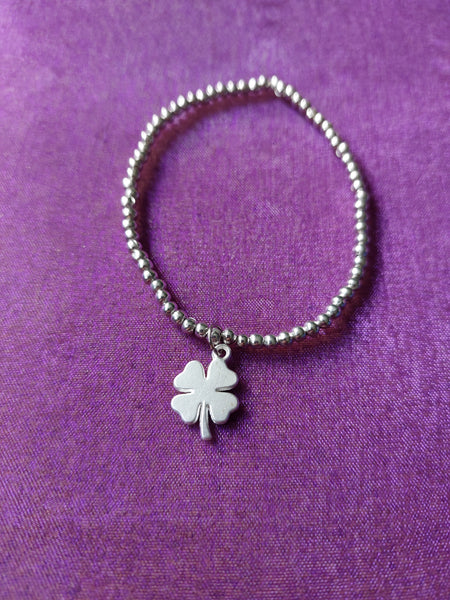 beaded four-leaf clover charm bracelet 