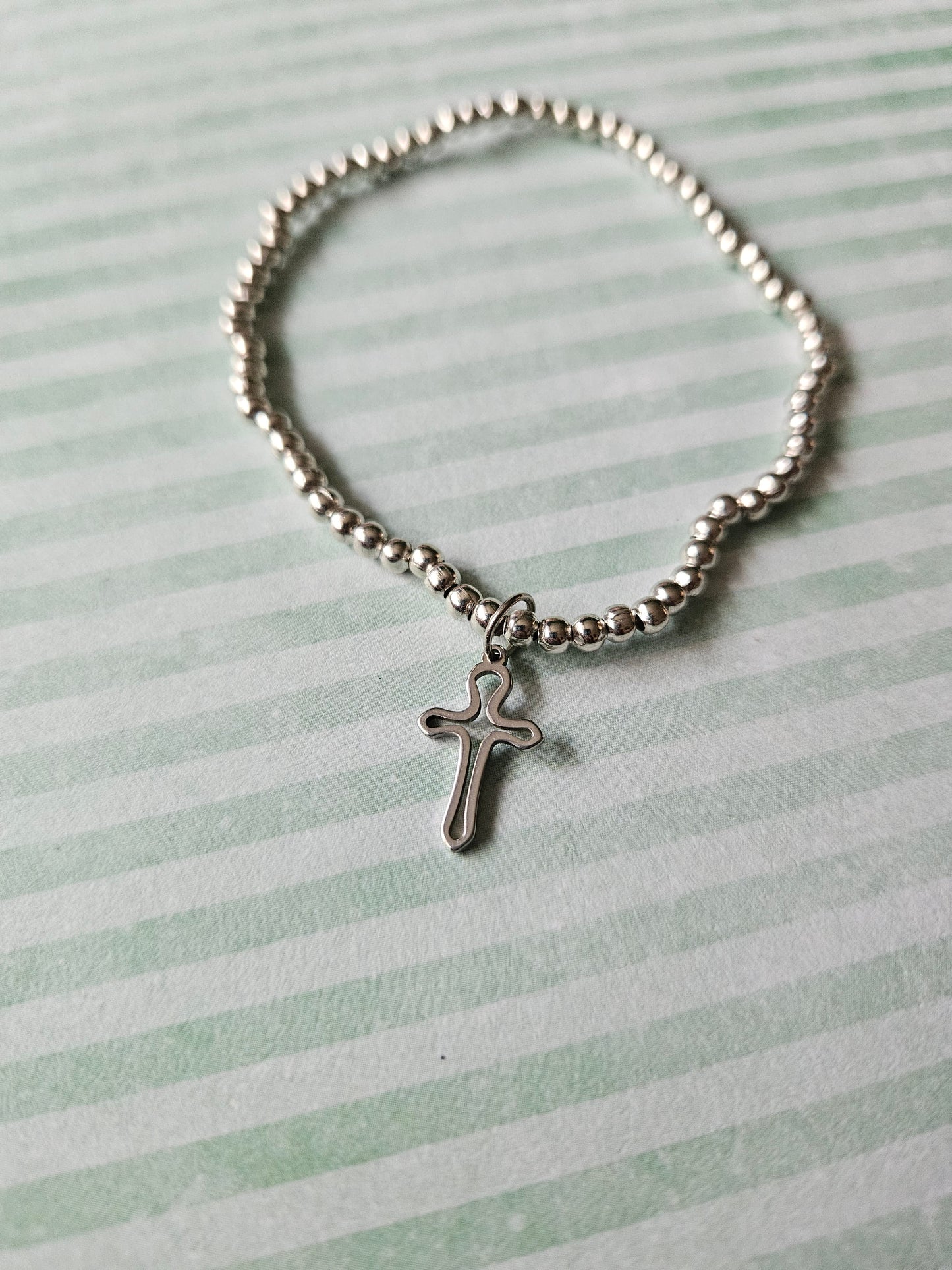 beaded cross charm bracelet