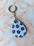 faux leather pawprint drop keyring 