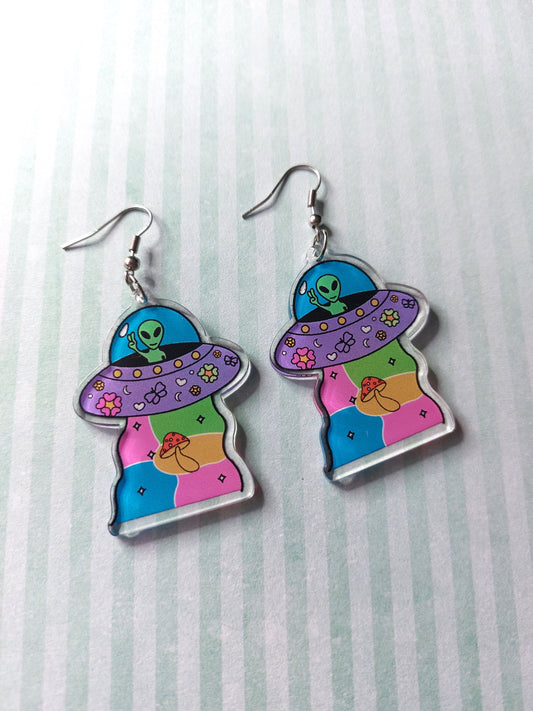 funky UFO earrings