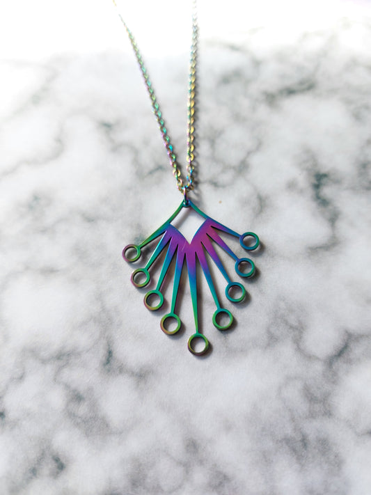 geometric fan necklace - rainbow 