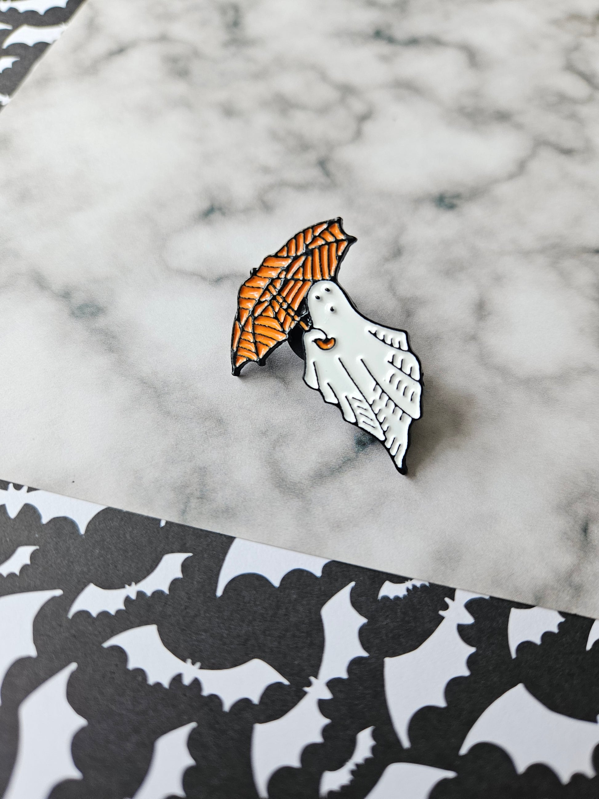 enamel pin badge - ghost with umbrella 