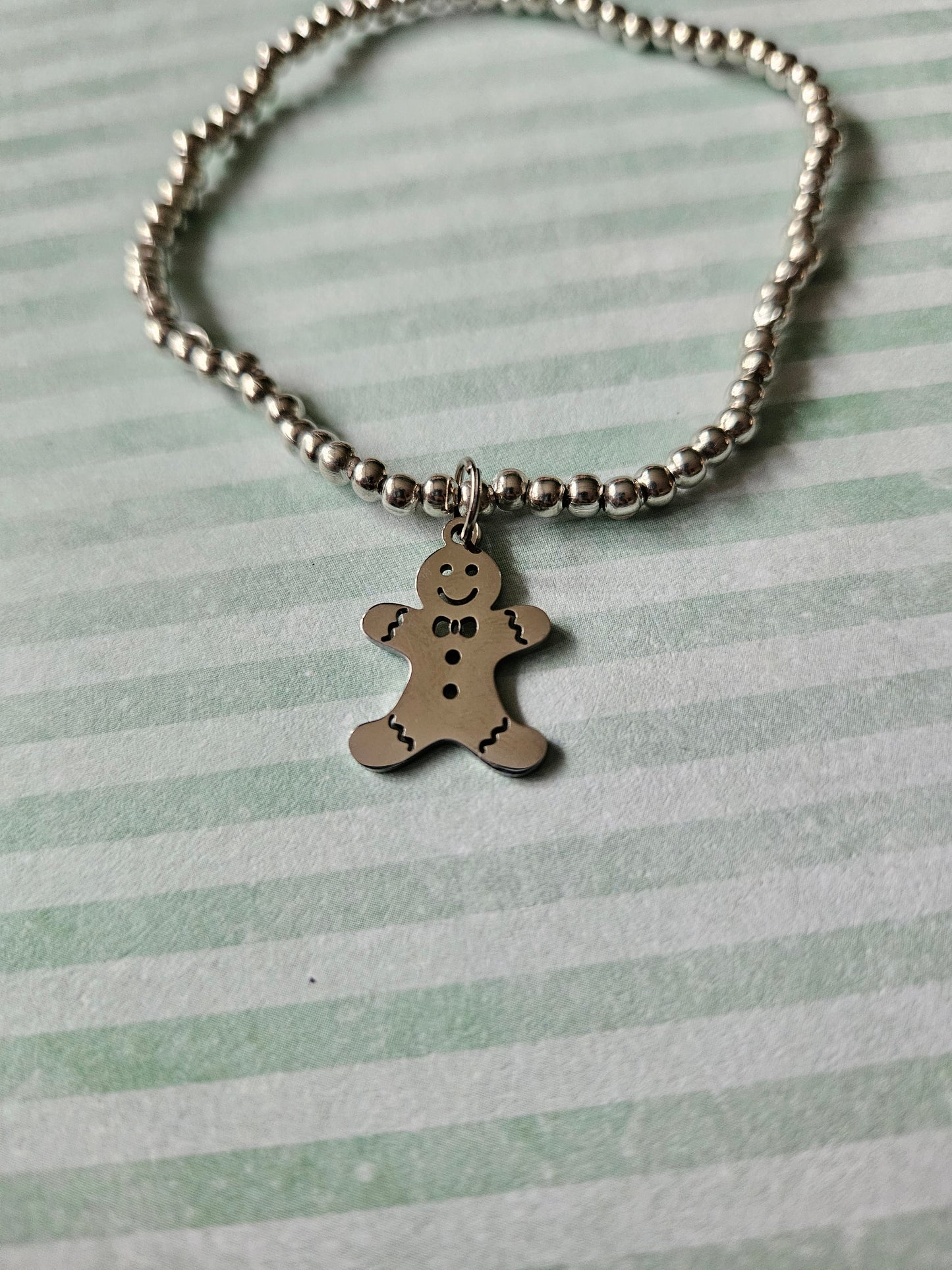 beaded gingerbread man charm bracelet
