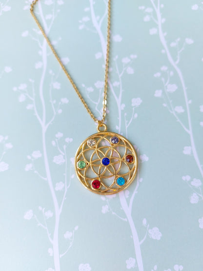 round chakra necklace - gold plated 