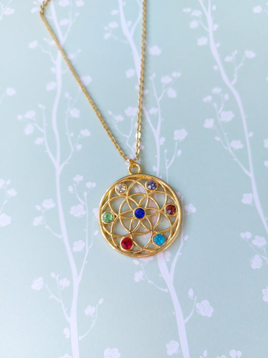 round chakra necklace - gold plated 