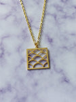 scalloped square necklace - gold 
