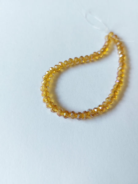 4mm pearl lustre glass beads - faceted rondelle - golden 