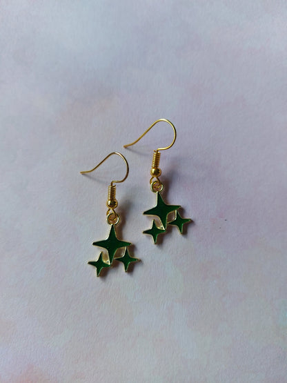 stars earrings - green