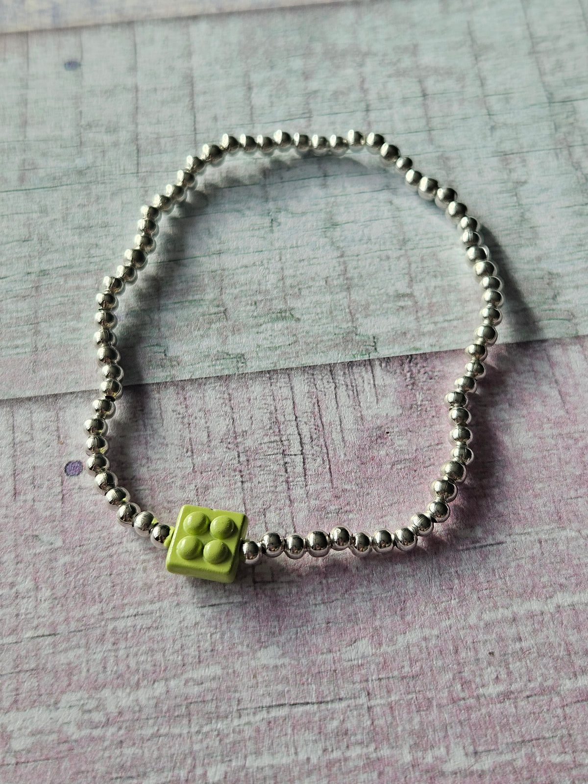 Building Brick Bracelet | Beaded Toy Brick Stretch Bracelet | Colourful Silver Tone Beaded Jewellery | Fun Alternative Gift | Various Colours