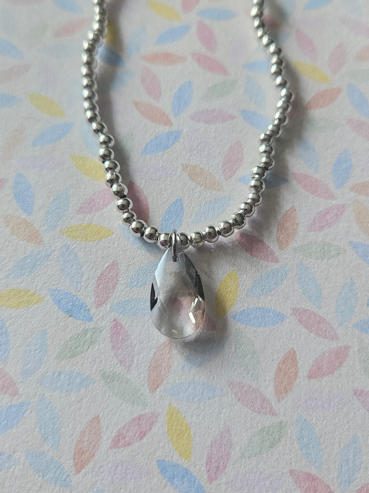 Glass Drop Bracelet | Beaded Faceted Glass Charm Bracelet | Colourful Stretch Bracelet | Silver Tone Beaded Jewellery | Various Colours