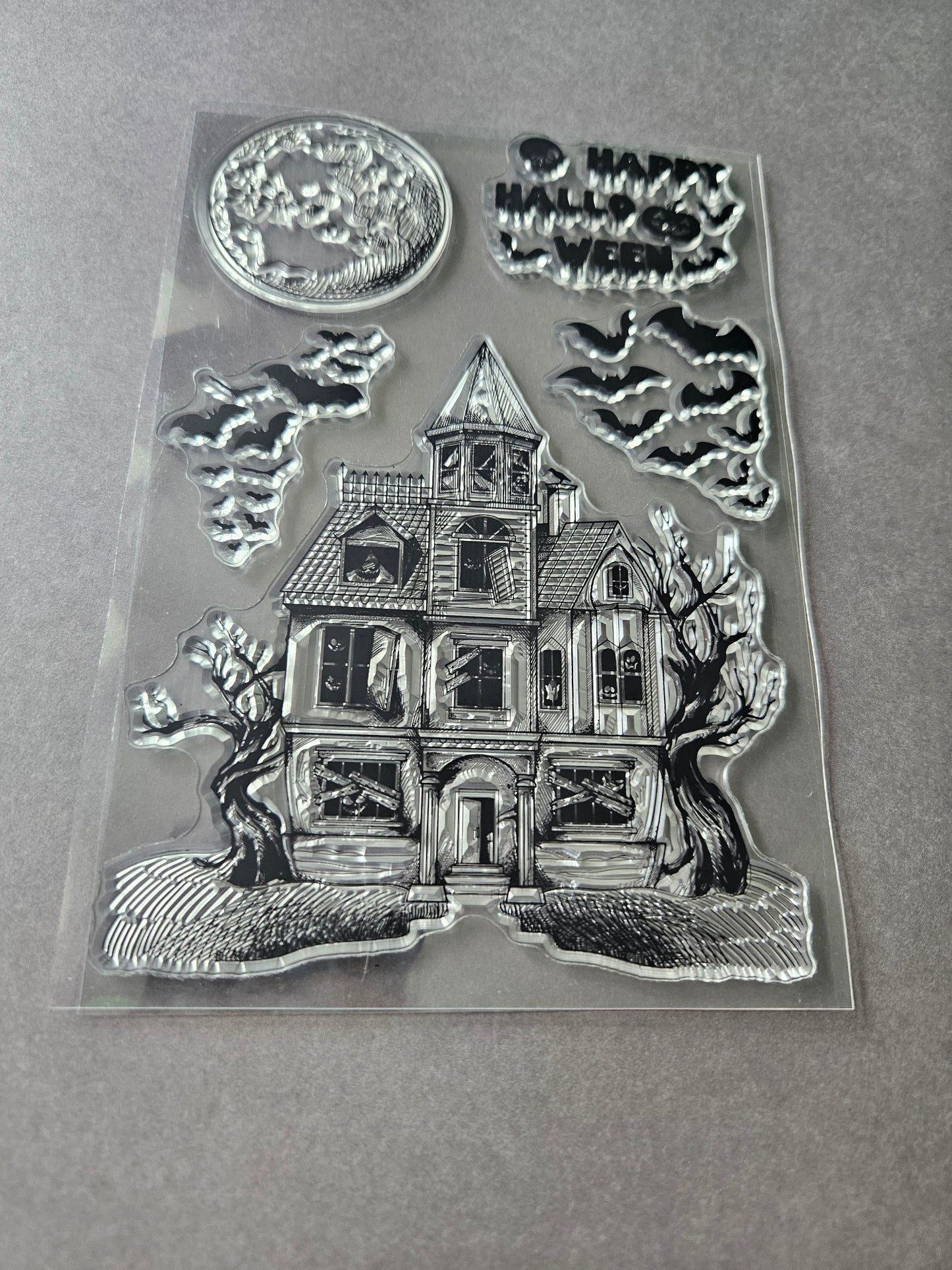 Clear Silicone Stamp Sheet - Haunted House