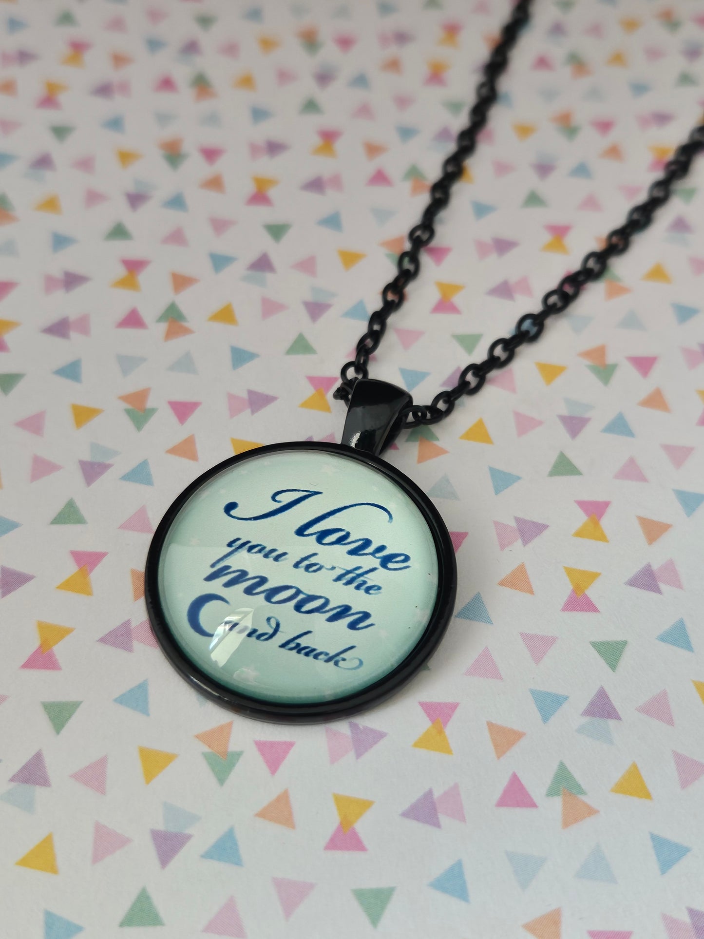 "love you to the moon and back" dome necklace
