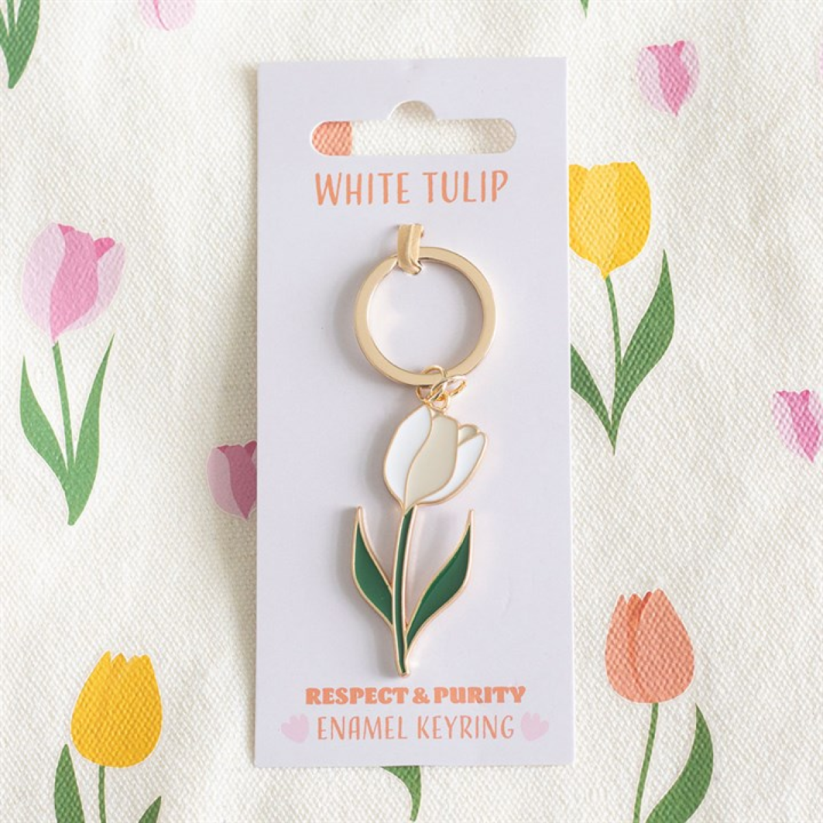White Tulip Keyring | Floral Keychain Accessory | Cute Spring Gift | Mother’s Day Present