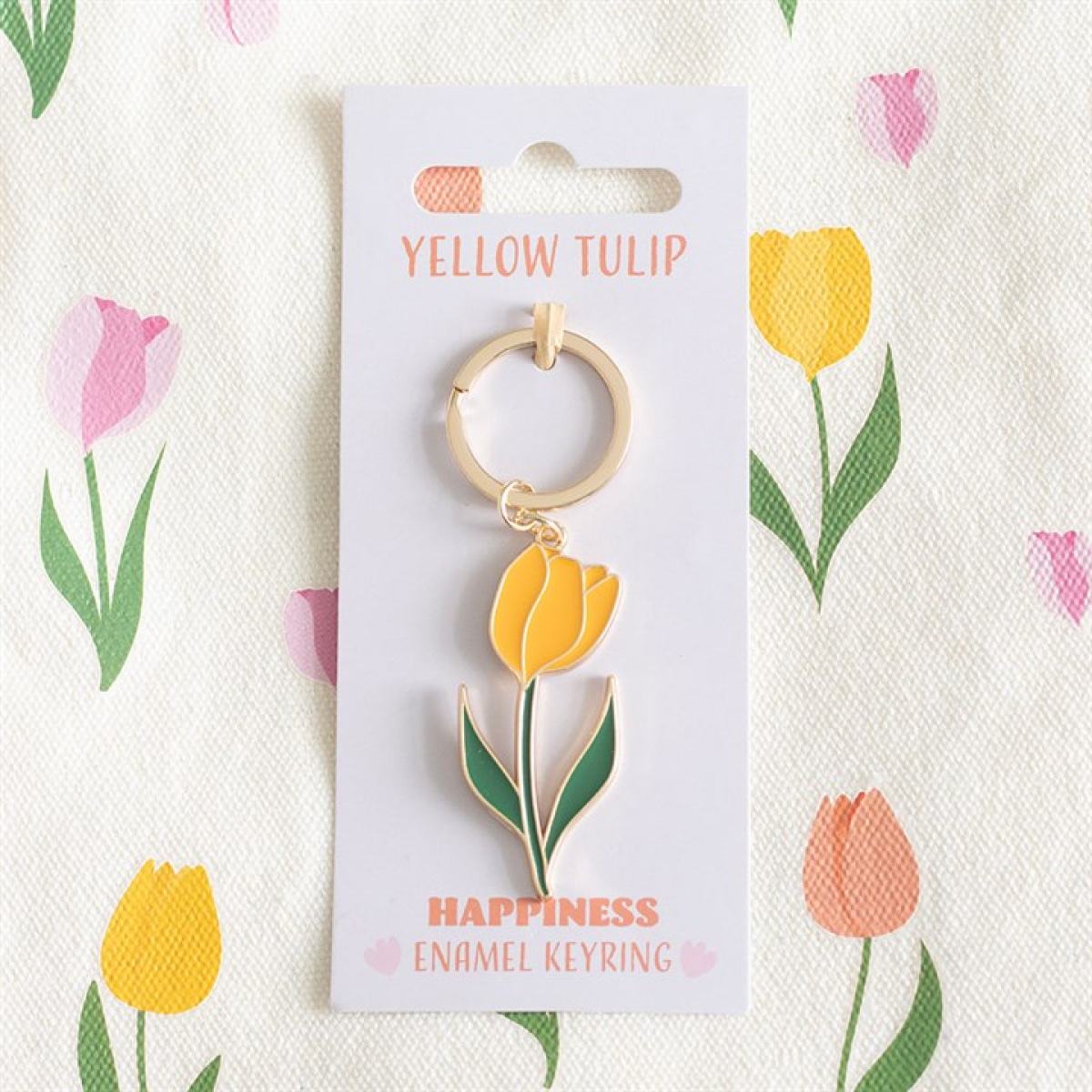 Yellow Tulip Keyring | Floral Keychain Accessory | Cute Spring Gift | Mother’s Day Present