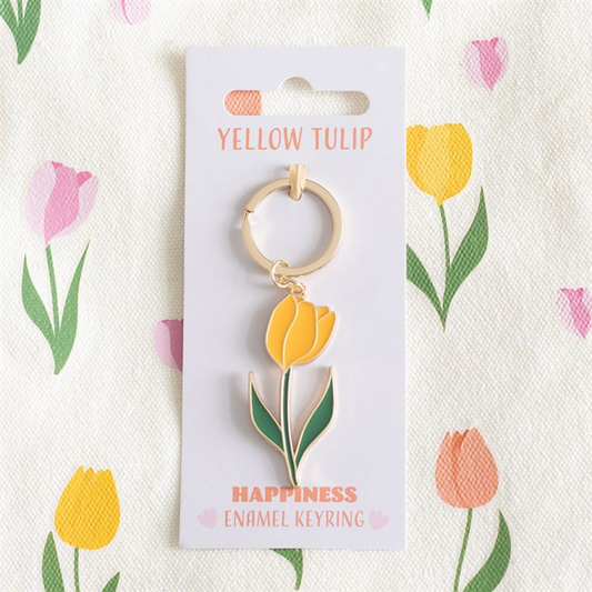 Yellow Tulip Keyring | Floral Keychain Accessory | Cute Spring Gift | Mother’s Day Present