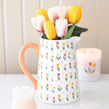 Ceramic Flower Jug | Tulip Print Vase Jug | Spring Home Decor | Mother’s Day Gift