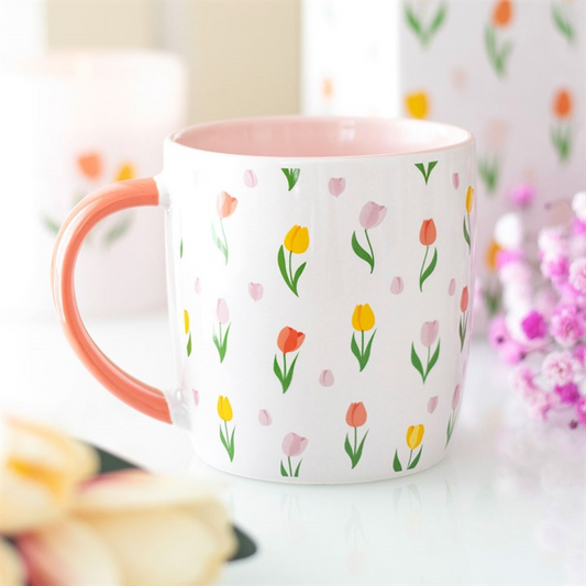 Tulip Ceramic Mug | Floral Coffee & Tea Mug | 350ml Everyday Cup | Gift for Mum