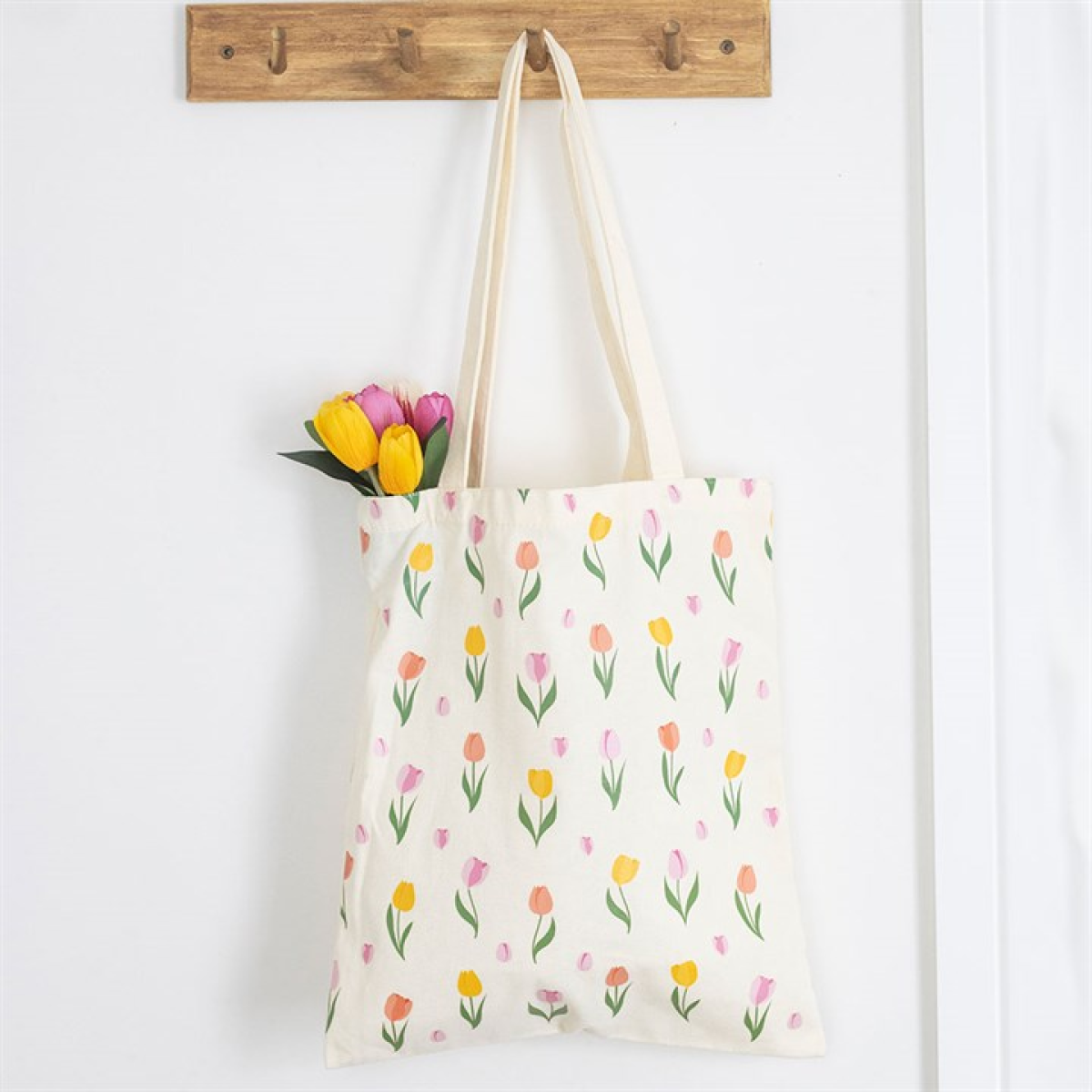 Tulip Reusable Tote Bag | Floral Cotton Blend Shopping Bag | Spring Gift & Everyday Carry