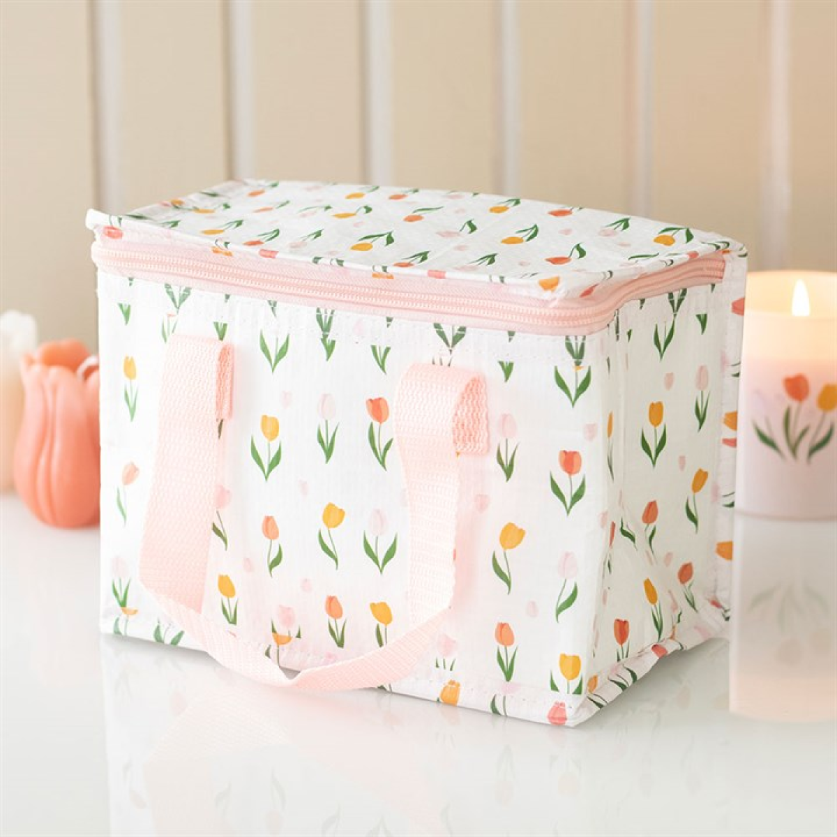 Floral Insulated Lunch Bag | Tulip Design Lunch Tote | Reusable Lunch Bag | Spring Gift