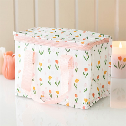 Floral Insulated Lunch Bag | Tulip Design Lunch Tote | Reusable Lunch Bag | Spring Gift